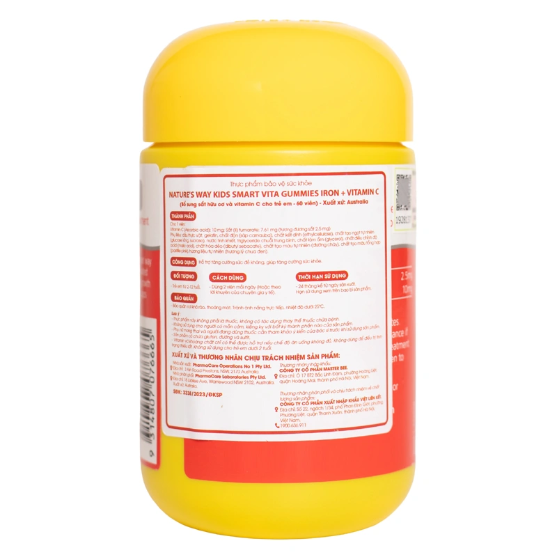 Thực phẩm bổ sung Nature's Way Kids Smart Vita Gummies Iron Vitamin C bổ sung sắt, vitamin C giúp tăng sức đề kháng hương nho đen, 60 viên (từ 2 tuổi) 2