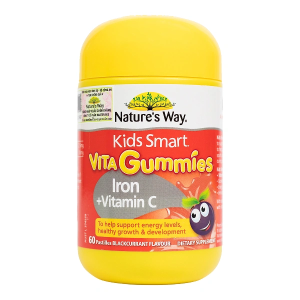 Kẹo dẻo Nature's Way Kids Smart Vita Gummies Iron Vitamin C bổ sung sắt, vitamin C giúp tăng sức đề kháng