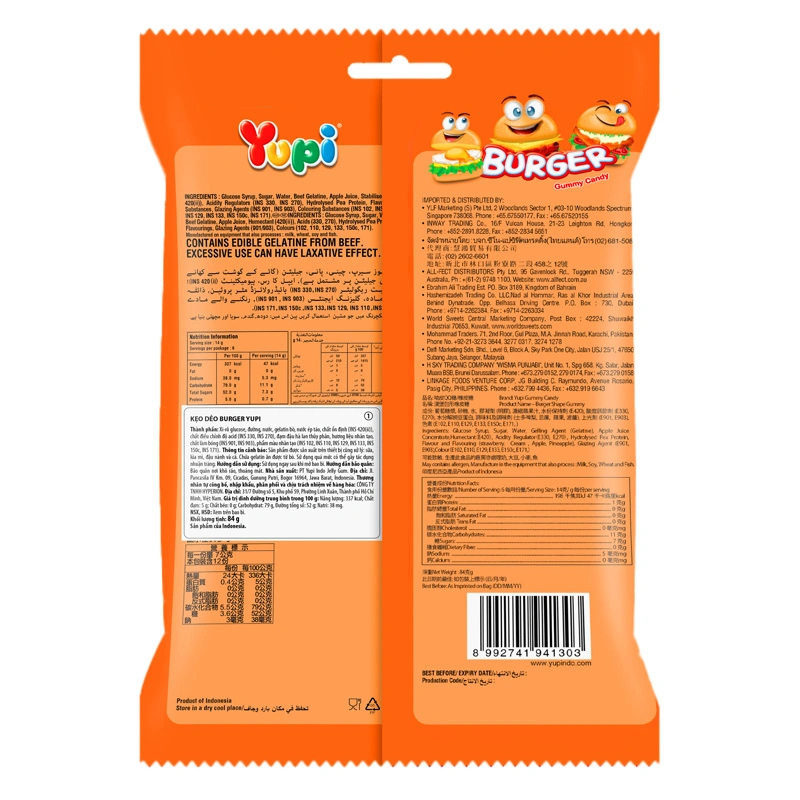 Kẹo dẻo Yupi Gummy Frankfurter hương trái cây gói 84g (từ 3 tuổi) 4