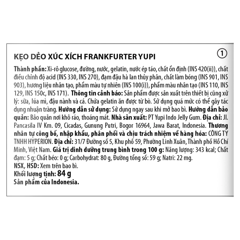 Kẹo dẻo Yupi Gummy Frankfurter hương trái cây gói 84g (từ 3 tuổi) 3