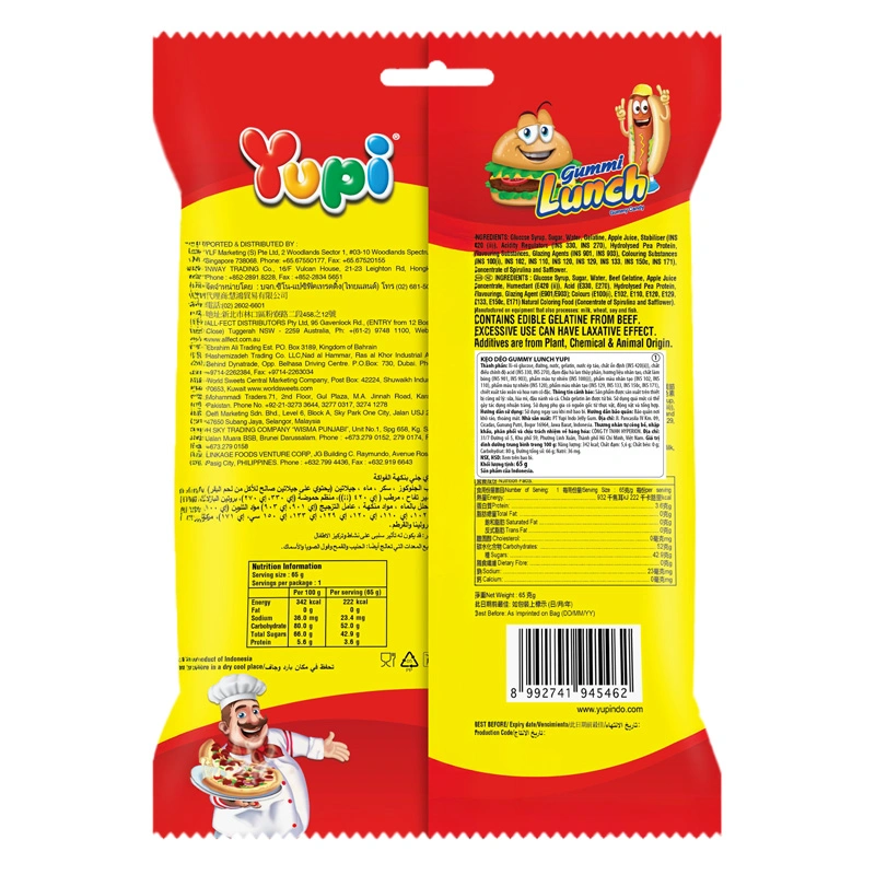 Kẹo dẻo Yupi Gummi Lunch hương trái cây gói 65g (từ 3 tuổi) 2