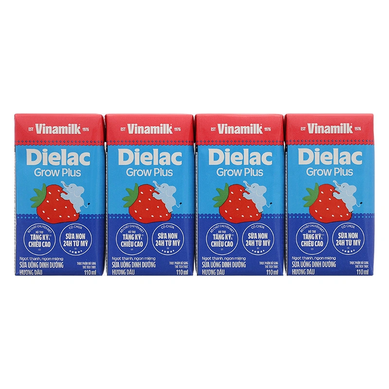 Lốc 4 hộp sữa non pha sẵn Dielac Grow Plus hương dâu 110 ml (từ 1 tuổi) 2