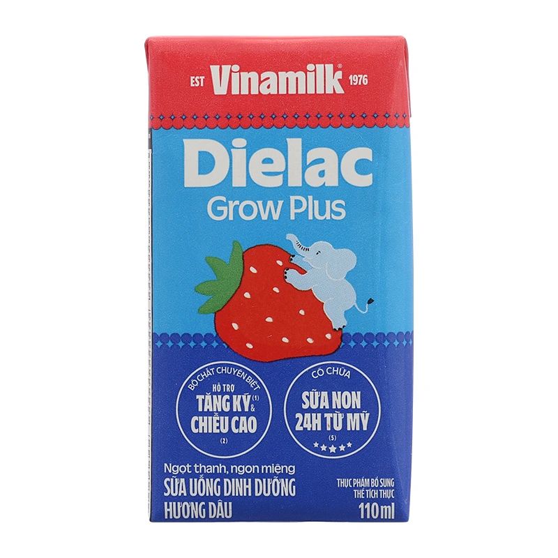 Lốc 4 hộp sữa non pha sẵn Dielac Grow Plus hương dâu 110 ml (từ 1 tuổi) 5