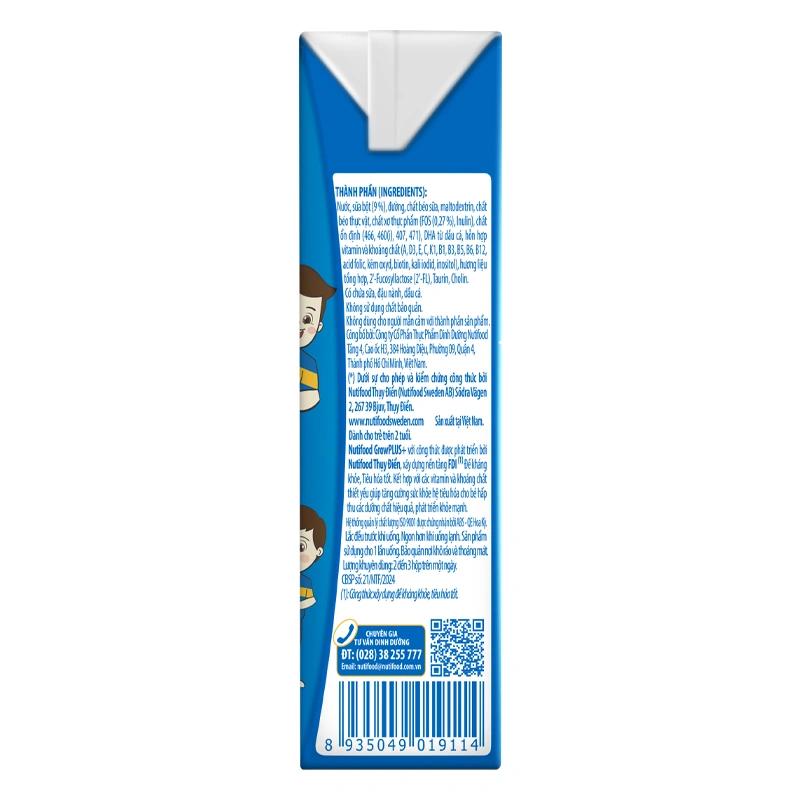 Thùng 48 hộp sữa pha sẵn Nutifood GrowPLUS+ xanh nhạt 2+ hương vani 180 ml hỗ trợ tiêu hóa (từ 2 tuổi) 14