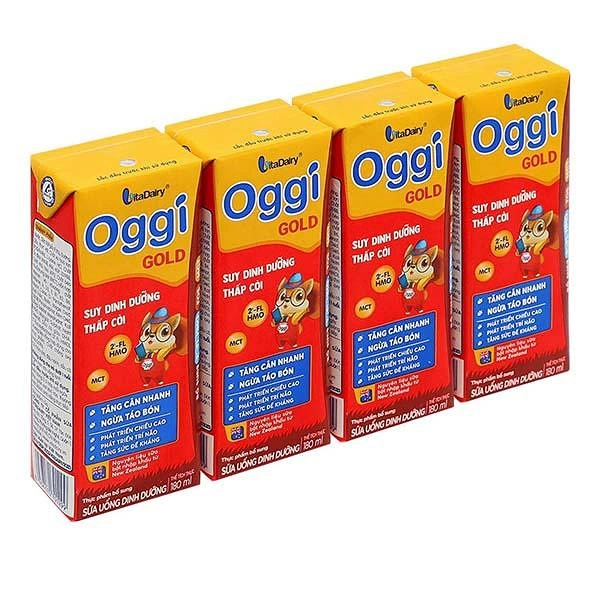 Lốc 4 hộp sữa pha sẵn Oggi Gold cho trẻ suy dinh dưỡng