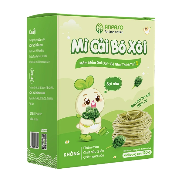 Mì ăn dặm hữu cơ cải bó xôi Anpaso - Giao bao bì ngẫu nhiên