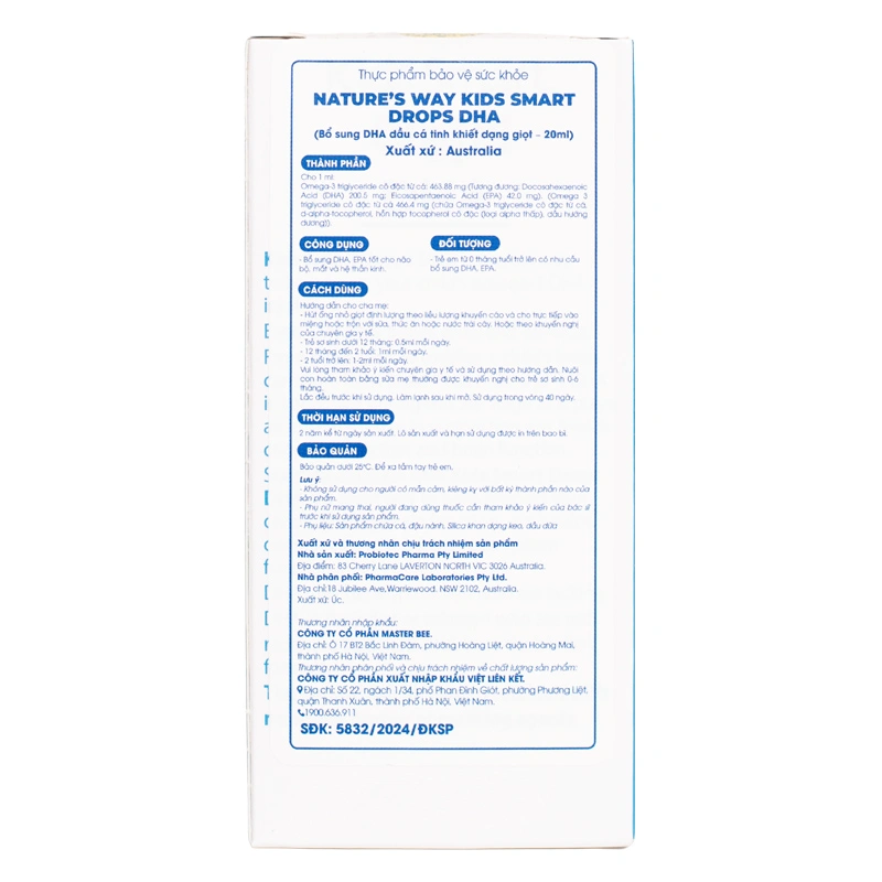 Nature's Way Kids Smart Drops DHA phát triển não bộ, thị lực, 20 ml dạng nhỏ giọt (từ 0 tháng) 2