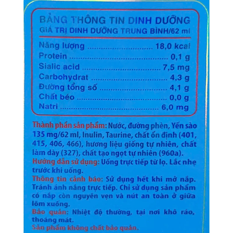 Nước yến sào Khánh Hòa Sanest Kids 62 ml (từ 1 tuổi) 13