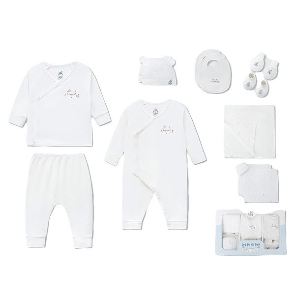 Set unisex La Pomme bamboo trắng