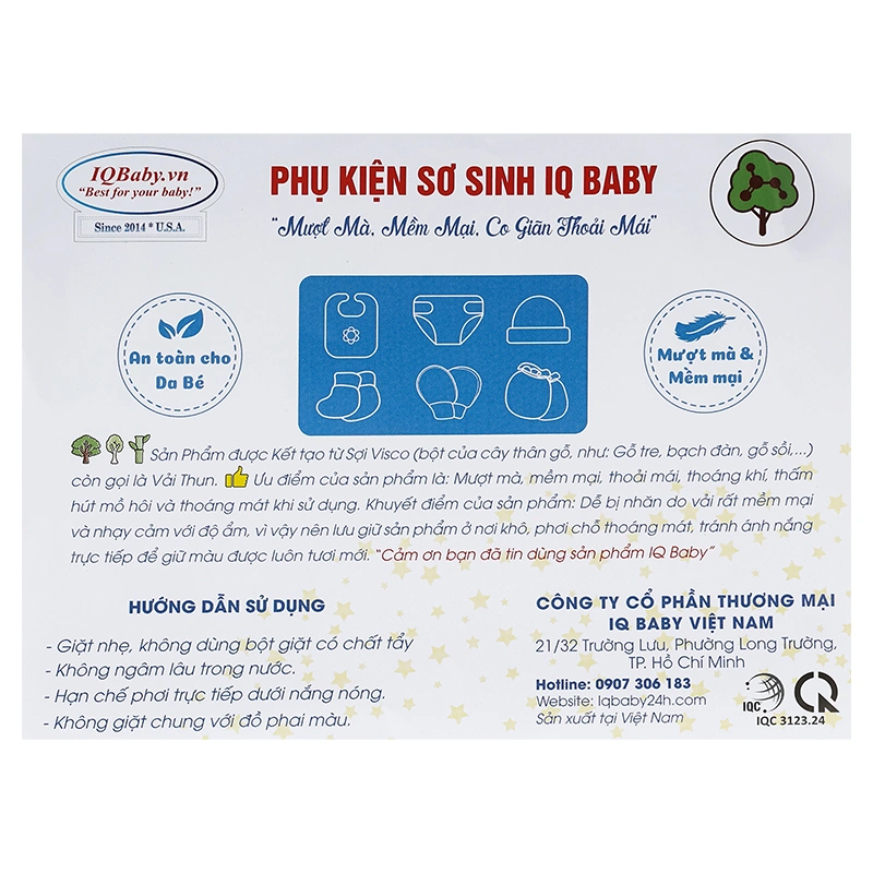 Set nón, bao tay bao chân in ngựa con IQ Baby màu trắng (0 -3 tháng) 11