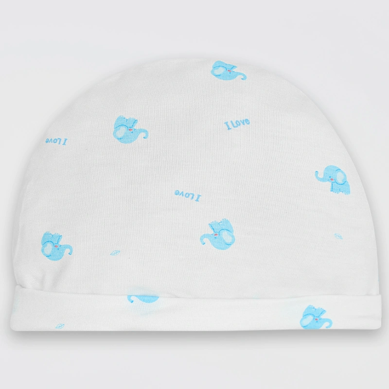 Set nón, bao tay bao chân in voi con IQ Baby màu trắng (0 -3 tháng) 2