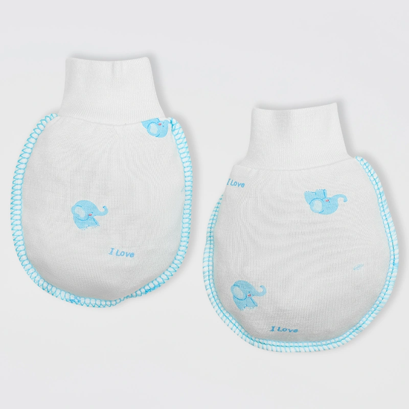 Set nón, bao tay bao chân in voi con IQ Baby màu trắng (0 -3 tháng) 4