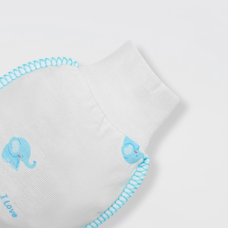 Set nón, bao tay bao chân in voi con IQ Baby màu trắng (0 -3 tháng) 5