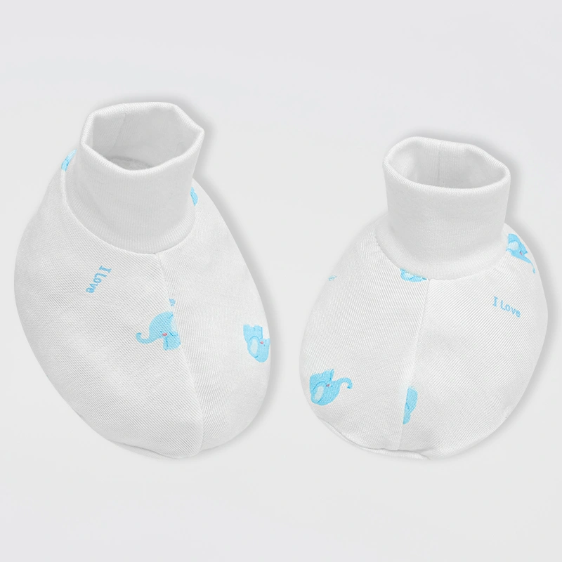 Set nón, bao tay bao chân in voi con IQ Baby màu trắng (0 -3 tháng) 6