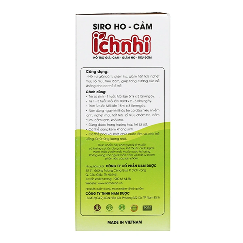 Siro Nam Dược Ích Nhi giảm ho, cảm và tiêu đờm, 90 ml dạng uống (từ 0 tháng) 3