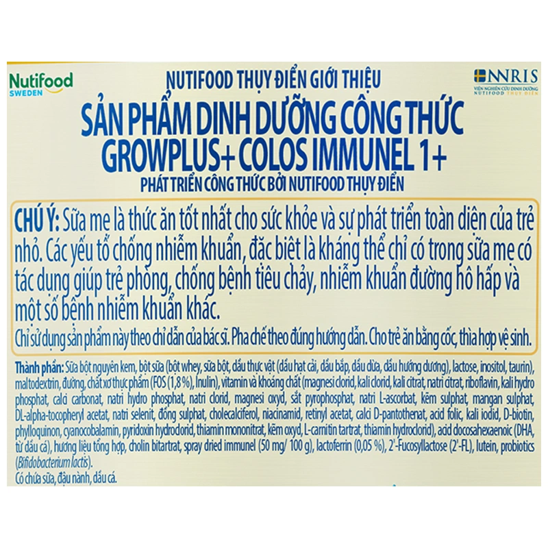 Sữa bột Nutifood GrowPLUS+ Colos Immunel 1+ hương vani 800g (1 - 2 tuổi) 6