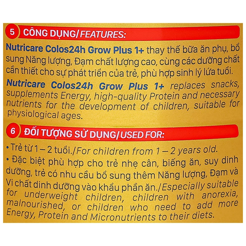 Sữa bột Nutricare Colos 24h Grow Plus 1+ 850g (1 - 2 tuổi) 13