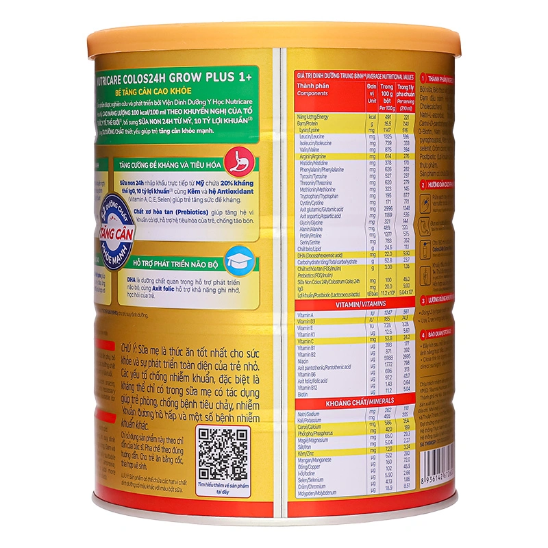 Sữa bột Nutricare Colos 24h Grow Plus 1+ 850g (1 - 2 tuổi) 4