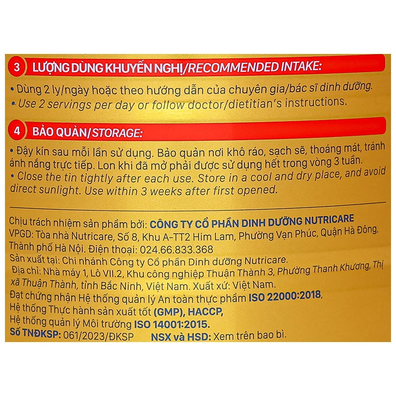 Sữa bột Nutricare Colos 24h Grow Plus 1+ 850g (1 - 2 tuổi) 9