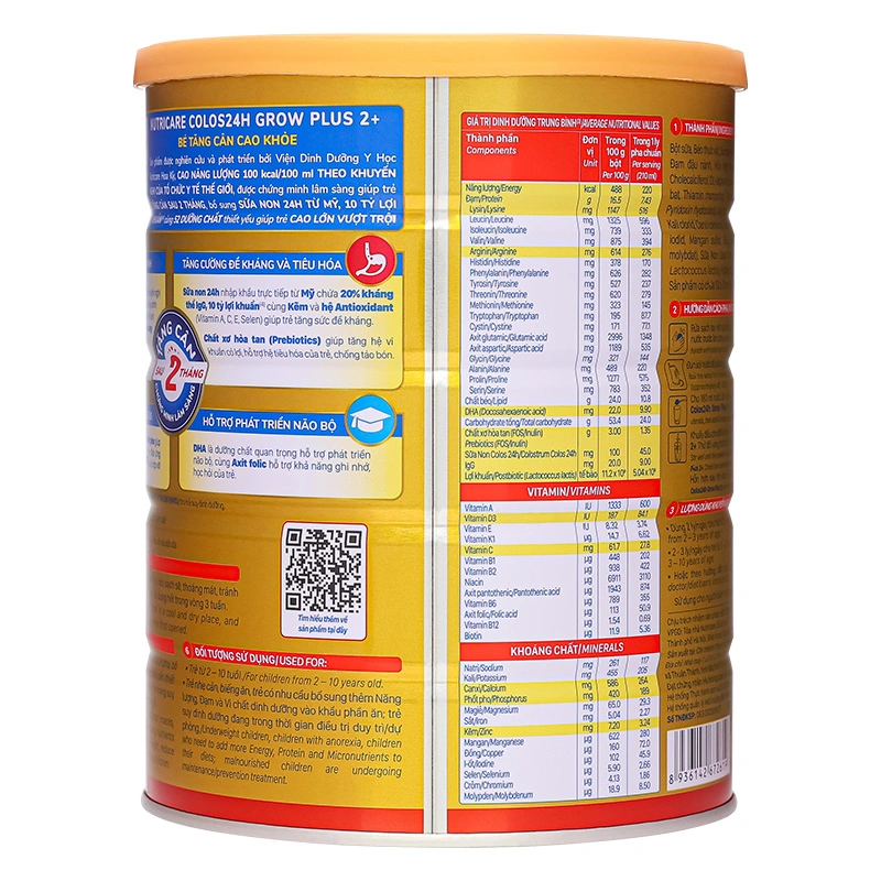 Combo 3 sữa bột Nutricare Colos 24h Grow Plus 2+ 850g (2 - 10 tuổi) 4