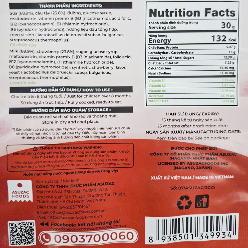 Sữa chua khô sấy thăng hoa vị nguyên bản Yumi Yumi gói 30g (từ 8 tháng) 7