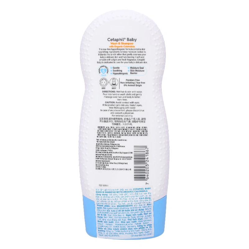 Sữa tắm & gội 2in1 cho bé Cetaphil Baby chiết xuất hoa cúc hữu cơ 230 ml (mọi độ tuổi) - Giao bao bì ngẫu nhiên 4