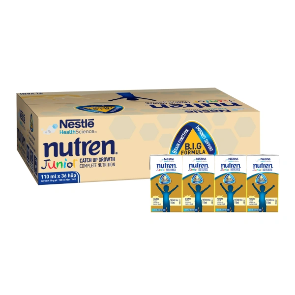 Thùng 36 hộp sữa pha sẵn Nutren Junior hương vani 110 ml (1 - 10 tuổi) - Giao bao bì ngẫu nhiên 1
