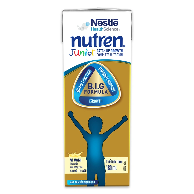 Lốc 4 hộp sữa pha sẵn Nutren Junior hương vani 180 ml (1 - 10 tuổi) 4