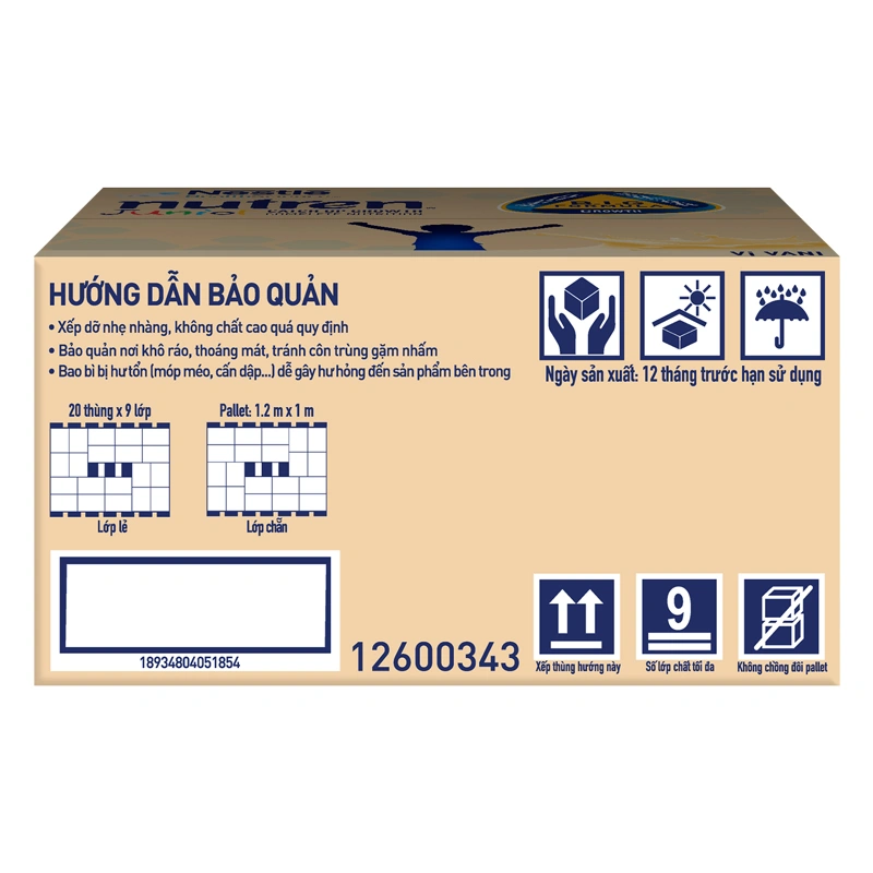 Lốc 4 hộp sữa pha sẵn Nutren Junior hương vani 180 ml (1 - 10 tuổi) 12