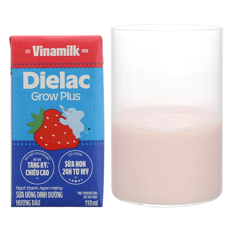 Lốc 4 hộp sữa non pha sẵn Dielac Grow Plus hương dâu 110 ml (từ 1 tuổi) 22