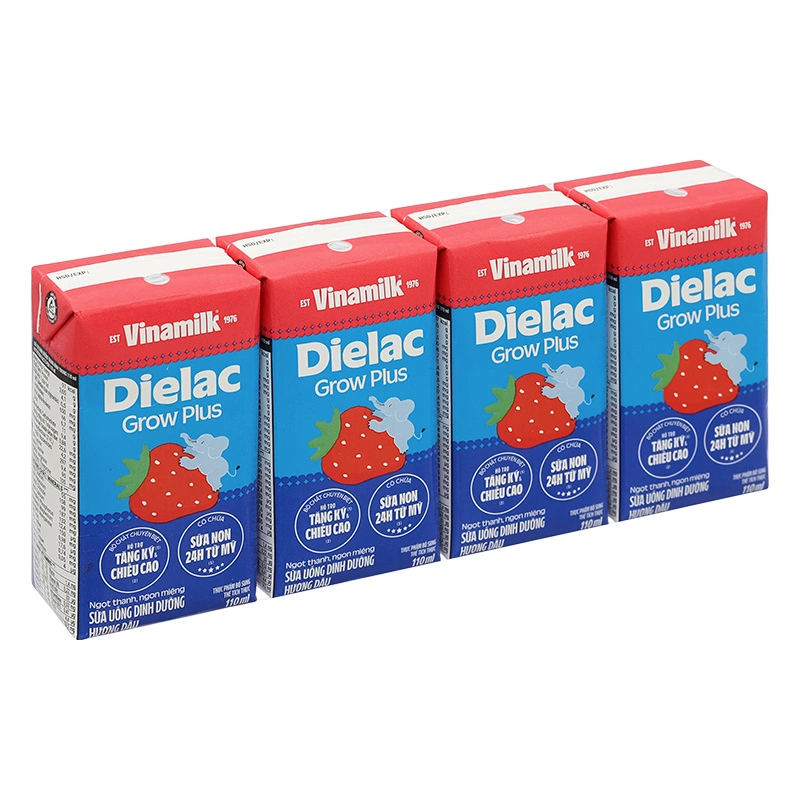 Lốc 4 hộp sữa non pha sẵn Dielac Grow Plus hương dâu 110 ml (từ 1 tuổi) 14