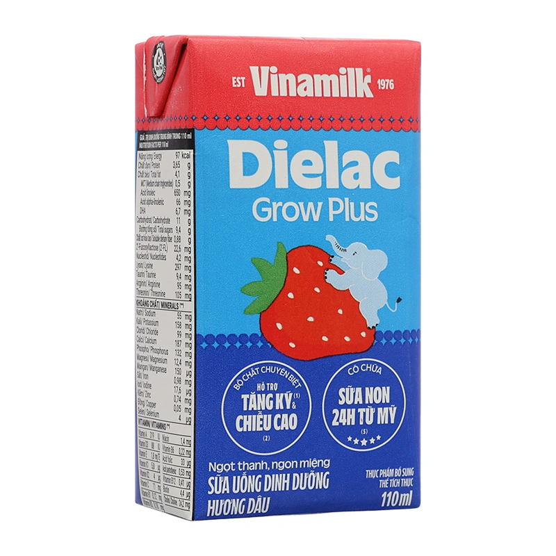 Lốc 4 hộp sữa non pha sẵn Dielac Grow Plus hương dâu 110 ml (từ 1 tuổi) 17