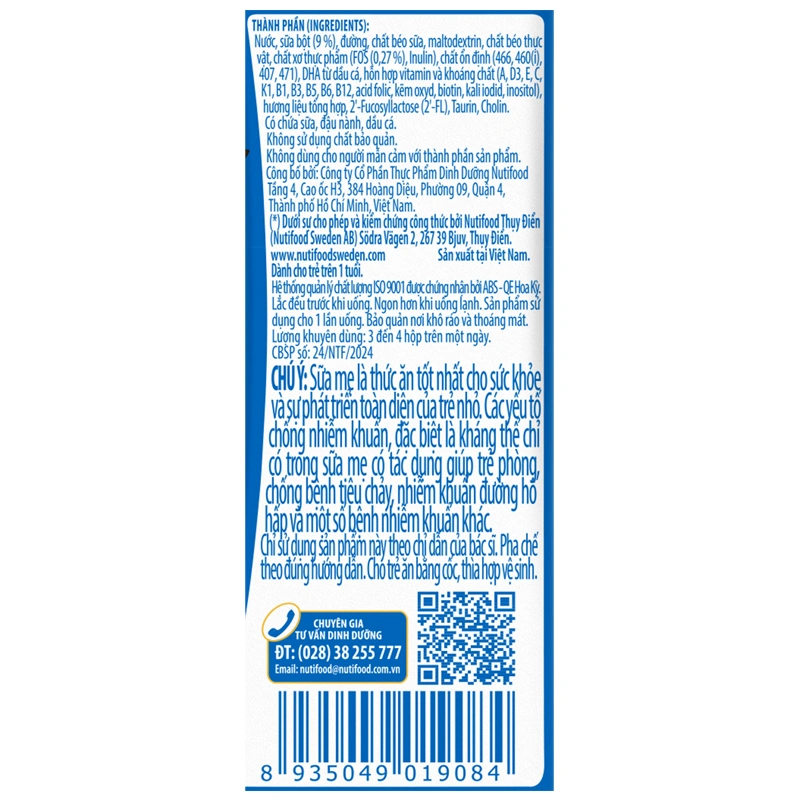 Lốc 4 hộp sữa pha sẵn Nutifood GrowPLUS+ xanh nhạt 1+ hương vani 110 ml hỗ trợ tiêu hóa (từ 1 tuổi) 16