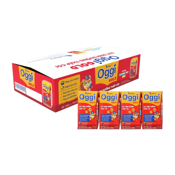 Thùng 48 hộp sữa pha sẵn Oggi Gold cho trẻ suy dinh dưỡng