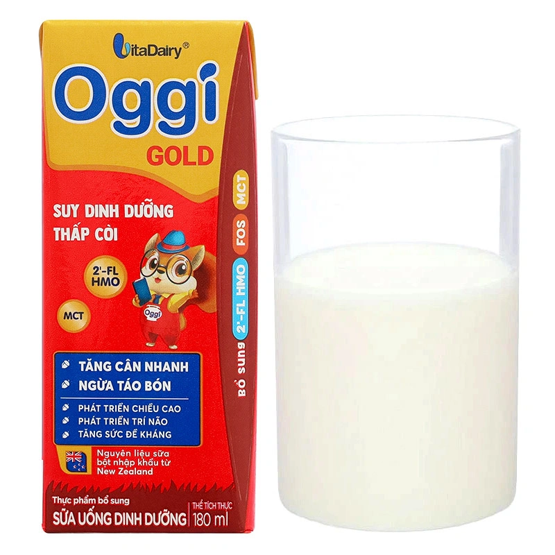 Thùng 48 hộp sữa pha sẵn Oggi Gold 180 ml cho trẻ suy dinh dưỡng (từ 1 tuổi) 11