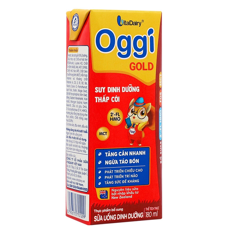 Thùng 48 hộp sữa pha sẵn Oggi Gold 180 ml cho trẻ suy dinh dưỡng (từ 1 tuổi) 6