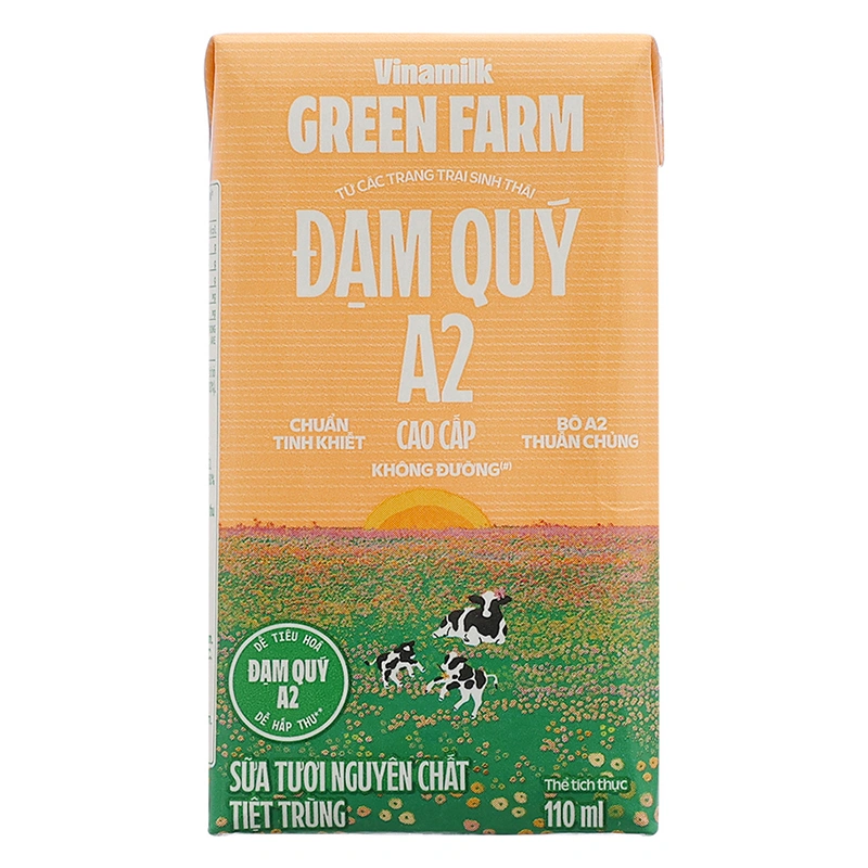 Lốc 4 hộp sữa tươi tiệt trùng Vinamilk Green Farm A2 110 ml (từ 1 tuổi) 18