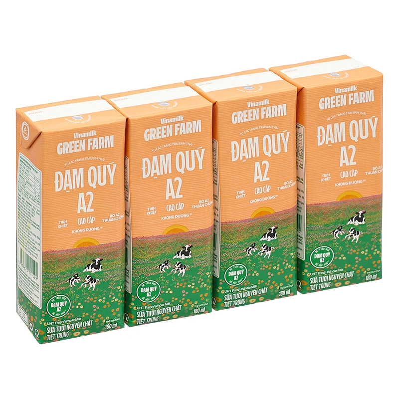 Thùng 48 hộp sữa tươi tiệt trùng Vinamilk Green Farm A2 180 ml (từ 1 tuổi) 4