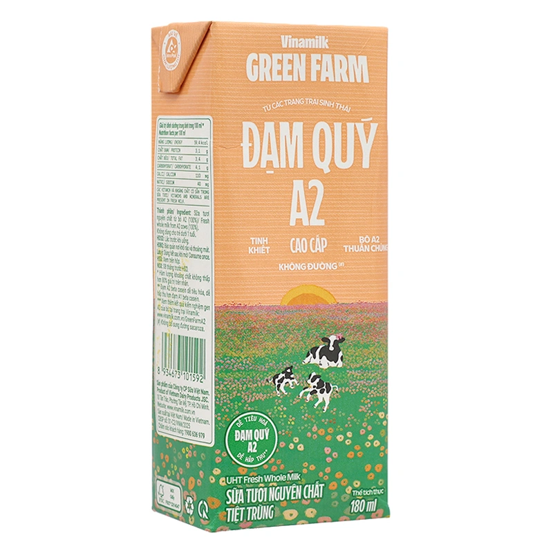 Thùng 48 hộp sữa tươi tiệt trùng Vinamilk Green Farm A2 180 ml (từ 1 tuổi) 7