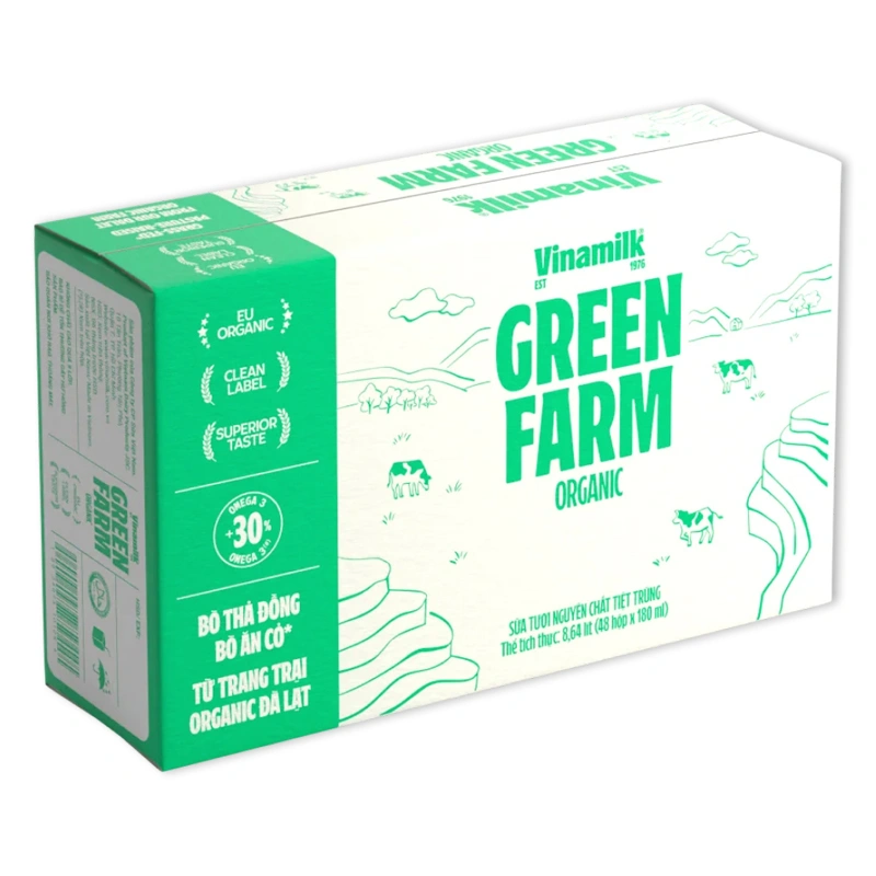 Lốc 4 hộp sữa tươi tiệt trùng Vinamilk Green Farm không đường 180 ml (từ 1 tuổi) 11