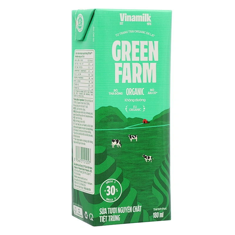 Lốc 4 hộp sữa tươi tiệt trùng Vinamilk Green Farm không đường 180 ml (từ 1 tuổi) 15