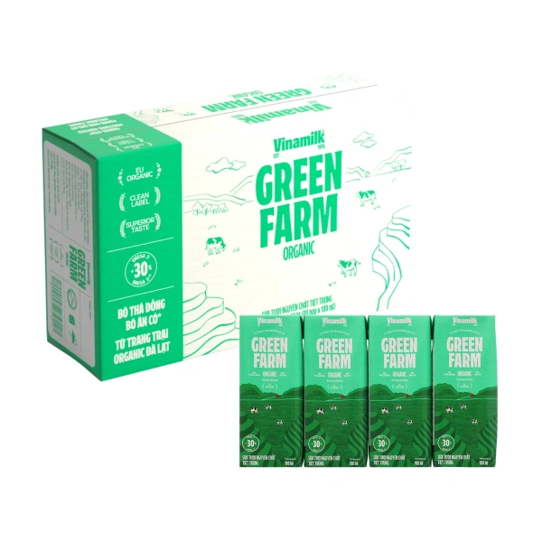 Thùng 48 hộp sữa tươi tiệt trùng Vinamilk Green Farm không đường