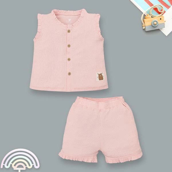 Bộ bé gái Lullaby cotton hồng