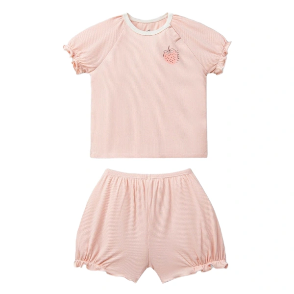 Bộ bé gái La Pomme bamboo hồng cam