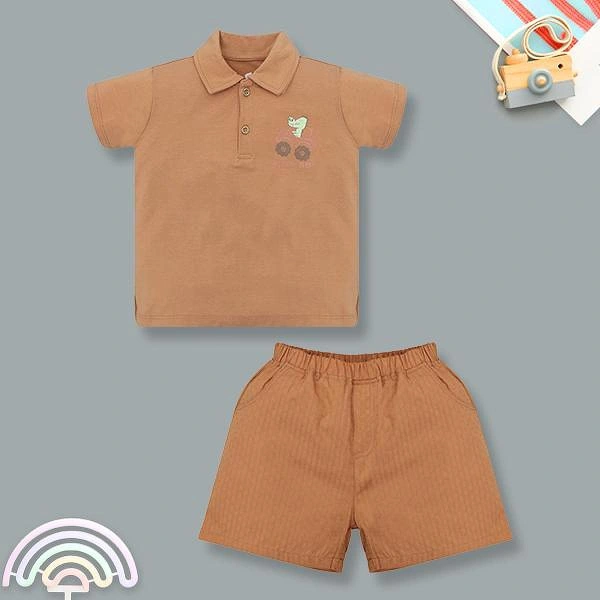 Bộ bé trai Lullaby cotton nâu