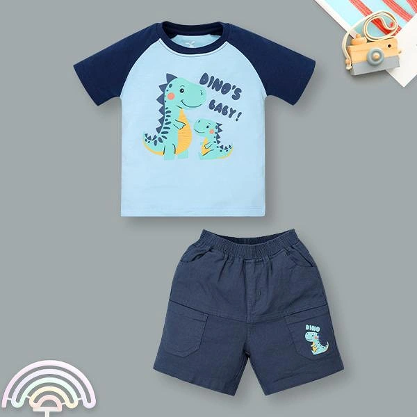 Bộ bé trai Rabity cotton xanh