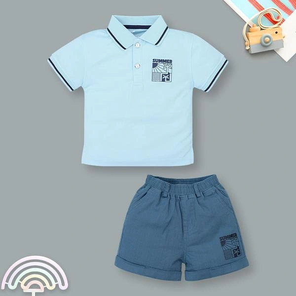 Bộ bé trai Rabity cotton xanh