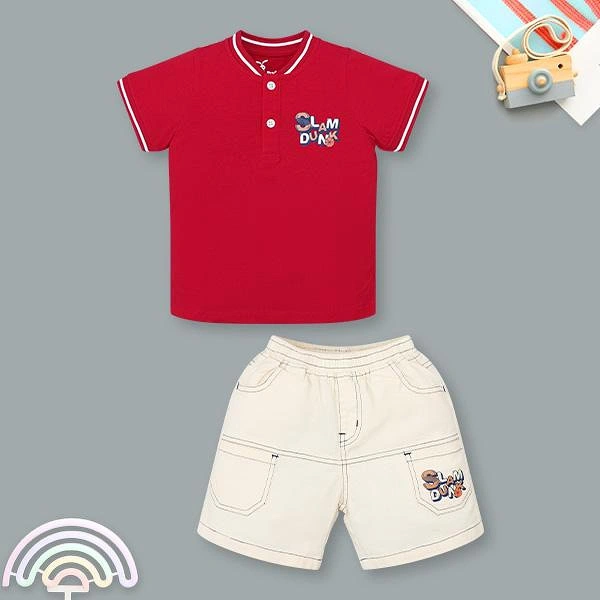 Bộ bé trai Rabity cotton đỏ