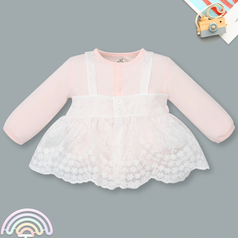 Bodysuit tay dài La Pomme giấc mơ mềm mại màu hồng 3