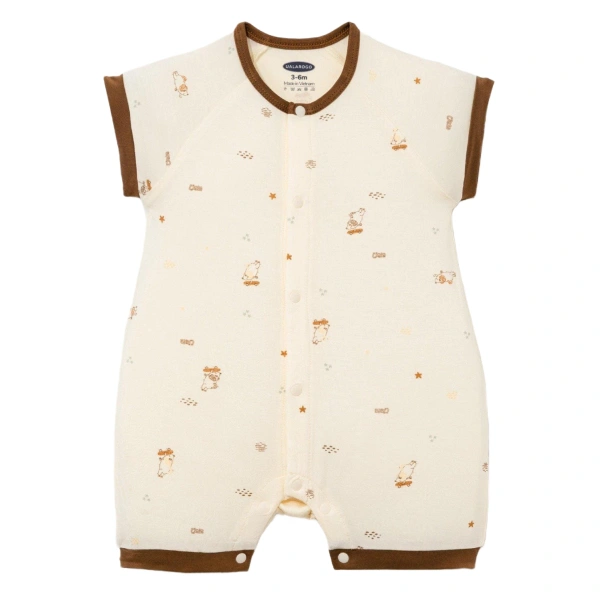 Bodysuit unisex Ualarogo bamboo viền nâu